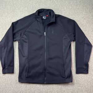 Spyder Black‎ Full Zip Fleece Jacket Mens XL Stretch Softshell Ski Layer